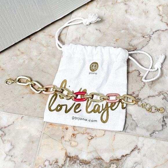 Gorjana Gold with Pink Thread Link Bracelet - Picture 1 of 2